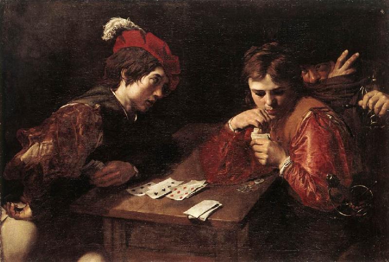 VALENTIN DE BOULOGNE Card-sharpers at oil painting image